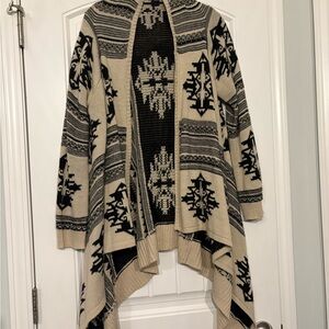 Hippie Rose Black and Cream Geometric Cardigan